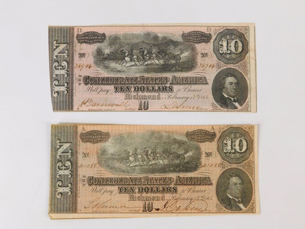 Lot 215: 2 Confederate States Bank Notes