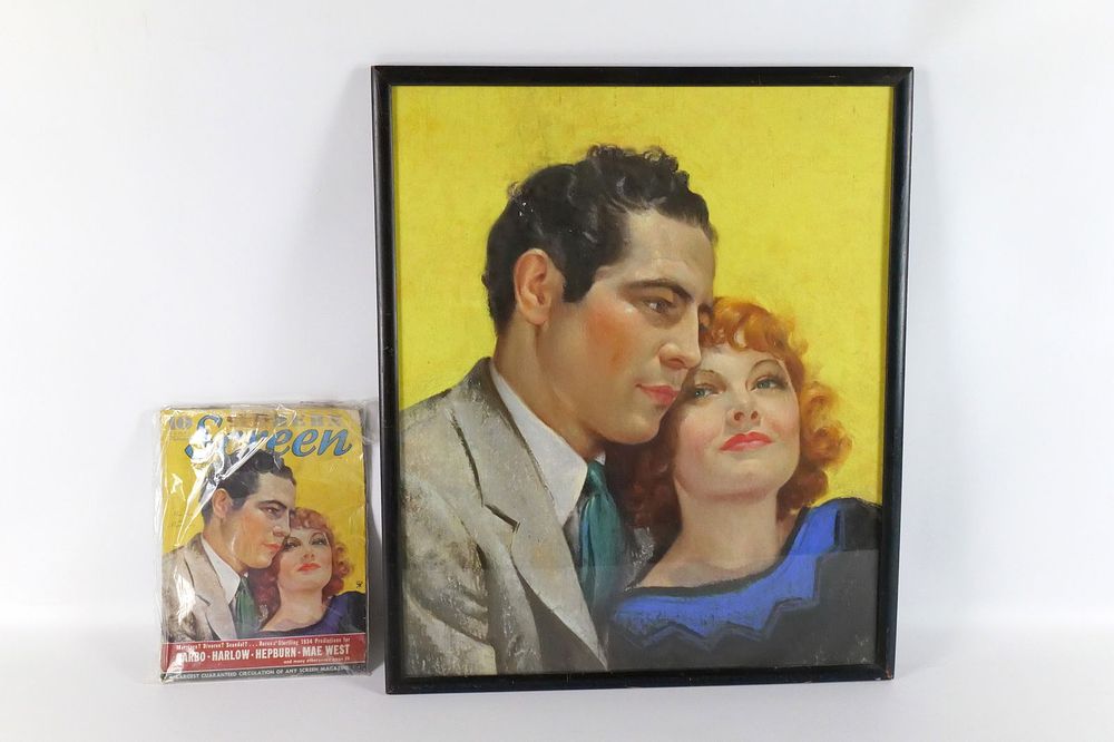 Lot 289: Original Pastel Illustration of Max Baer and Myrna Loy