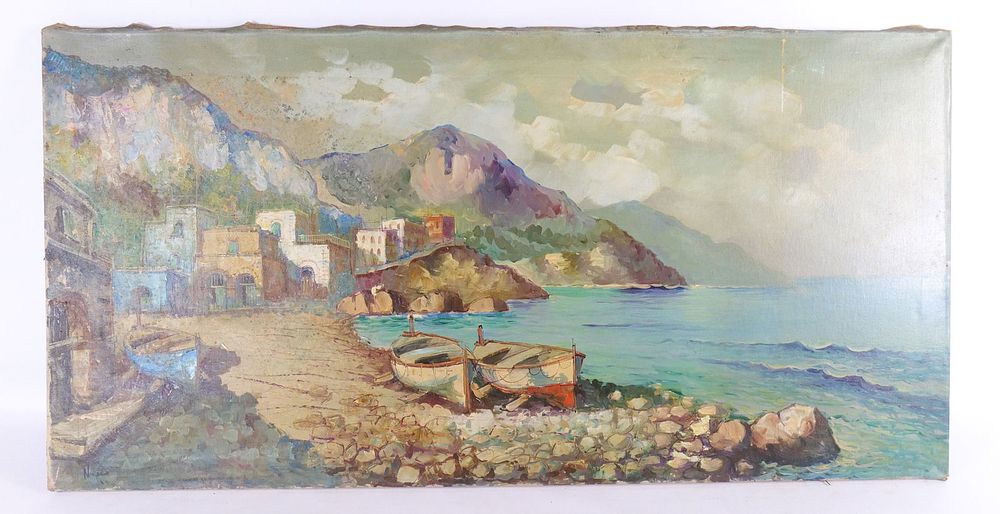 Lot 203: Oil on Canvas - Coastal Scene