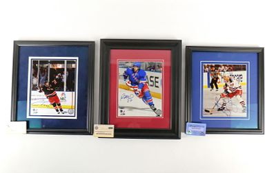 Lot of 3 New York Rangers Framed Signed Photographs. Including Alexi Kovalev 8x10 with Palm 