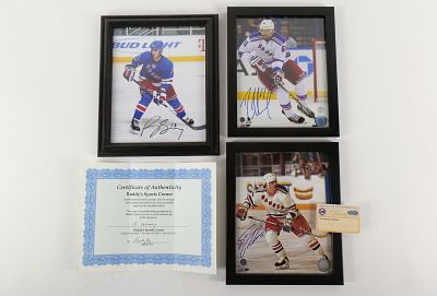 Lot of 3 New York Rangers Autographed Photographs. Lot of 3 Framed New York Rangers Autographed 