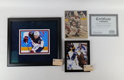 Lot of 3 New York Rangers Autographed 8x10 Photographs. Including John Davidson White Jersey 