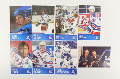 Lot of 8 New York Rangers Autographed Photo Cards/Photographs. Including Adam Graves, Ron 