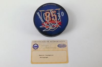 Henrik Lundqvist Signed New York Rangers 85th Anniversary Puck. Comes with Steiner COA. All 