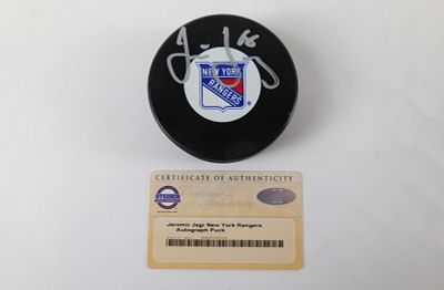 Jaromir Jagr New York Rangers Autograph Hockey Puck. Comes with Steiner Sports COA. All 