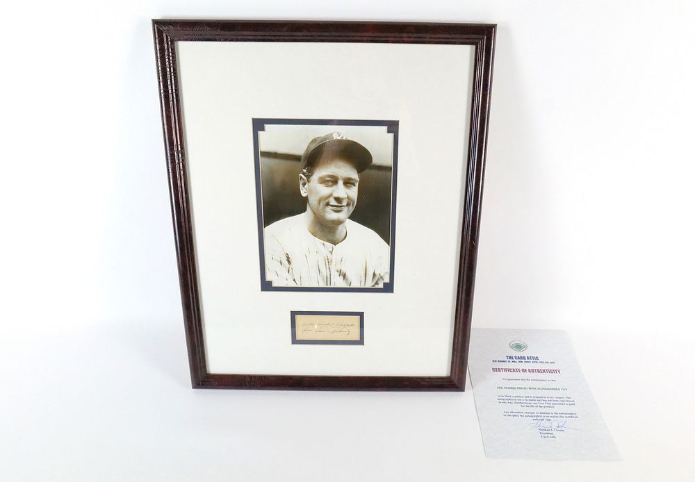 Lot 178: Lou Gehrig New York Yankees Photo with Autograph Cut