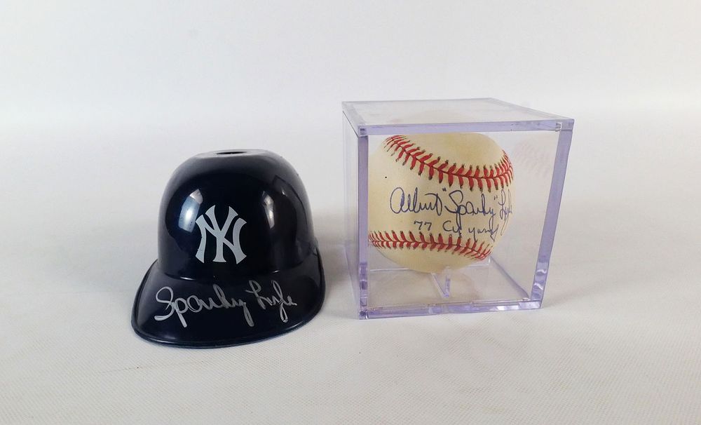 Lot 199: Lot of 2 Sparky Lyle Autographed Collectibles