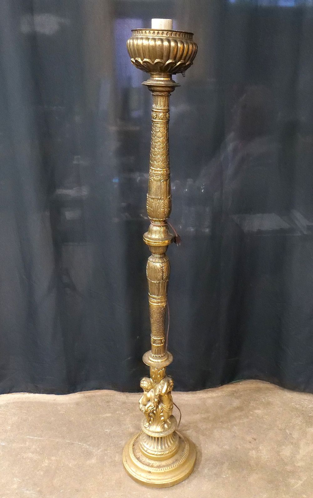 Lot 301: Cast Metal Torchier Lamp