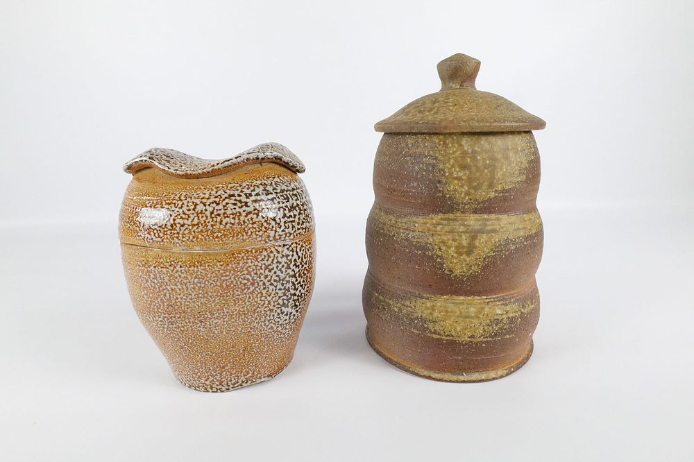 Lot 221: Lot of 2 Studio Art Pottery Covered Jars