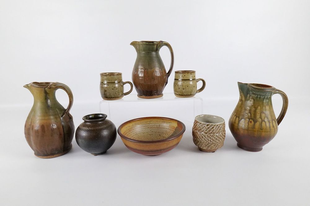 Lot 227: Lot of 8 Studio Art Pottery Items - Signed and Unsigned