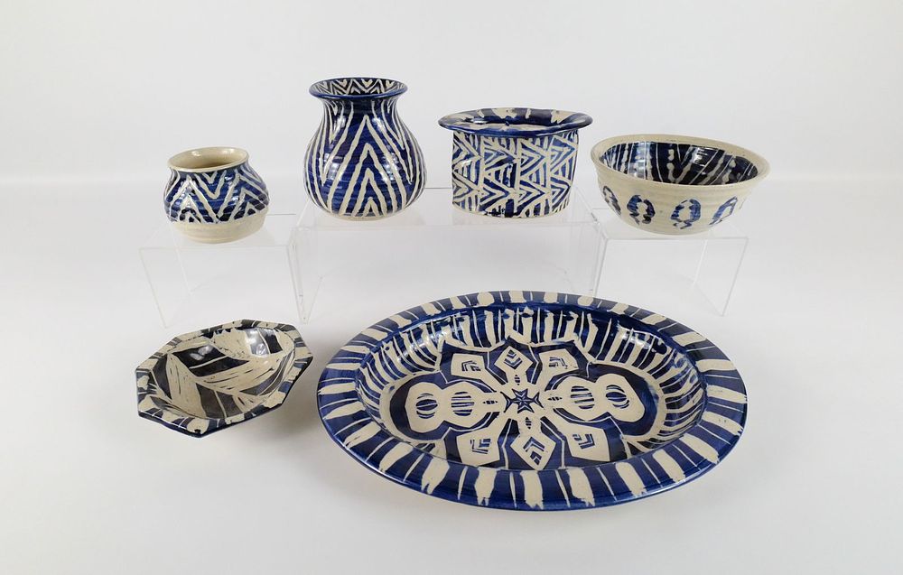 Lot 238: Lot of 6 Studio Art Pottery Pieces - All Marked Black