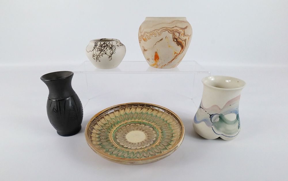 Lot 242: Lot of 5 Native American Pottery Pieces - Signed and Unsigned