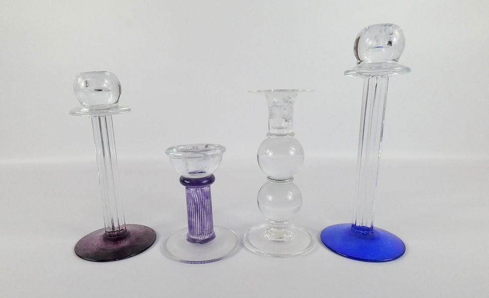 Lot 312: Lot of 4 Glass Candlesticks