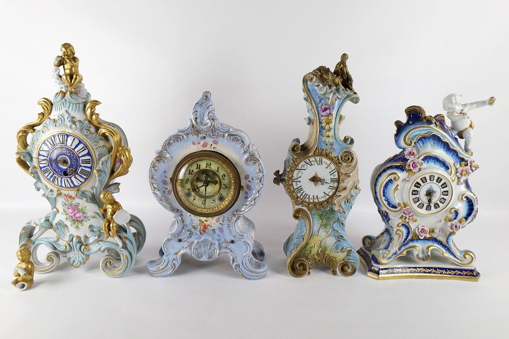 Lot 192: Lot of 4 Porcelain Clocks