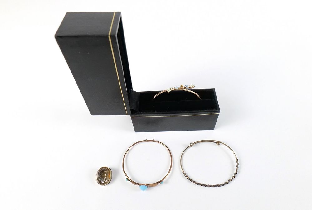 Lot 237: Early 20th Century 10K Bangle and More