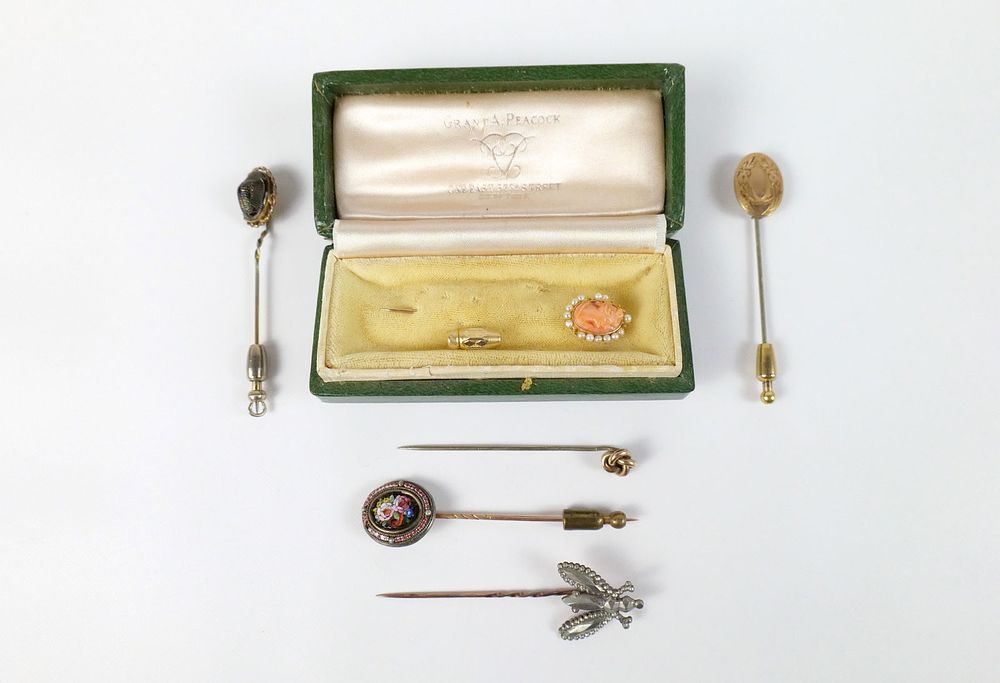 Lot 239: 6 Gold Filled 19th Century Stick Pins