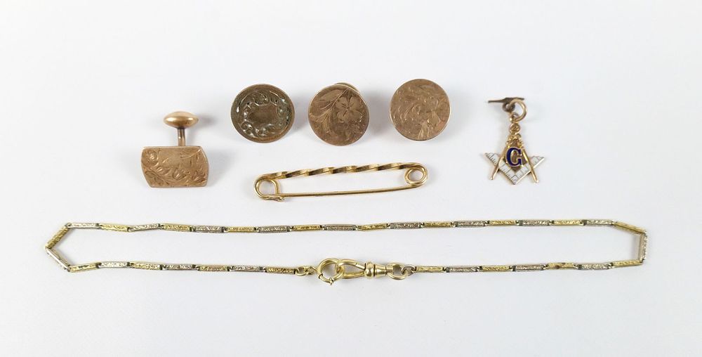 Lot 240: Gold Filled 19th Century Mens Items