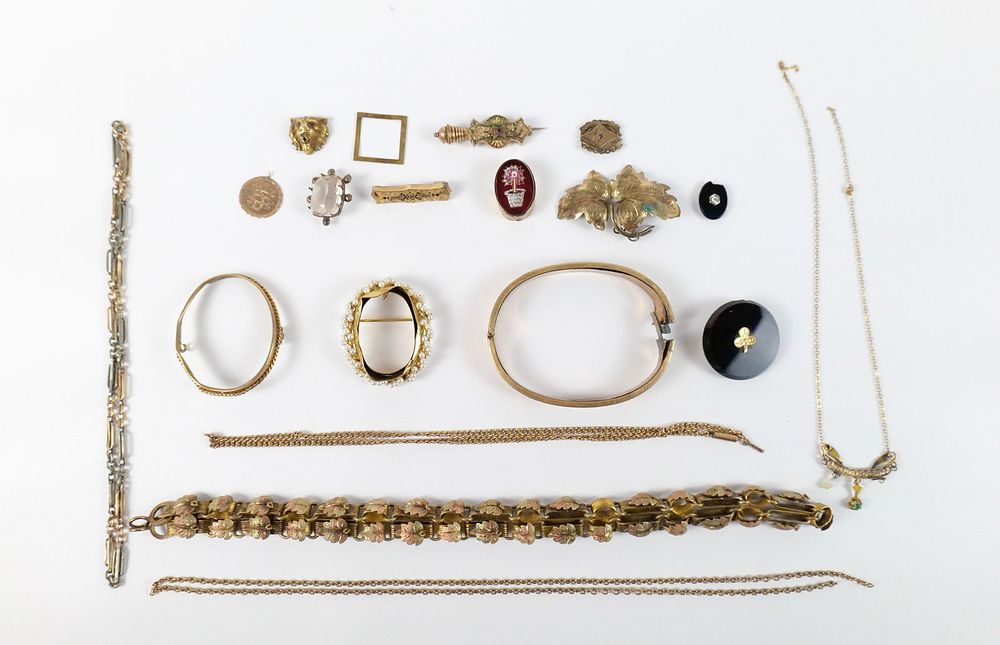 Lot 242: 19th Century Gold Filled Jewelry Salvage