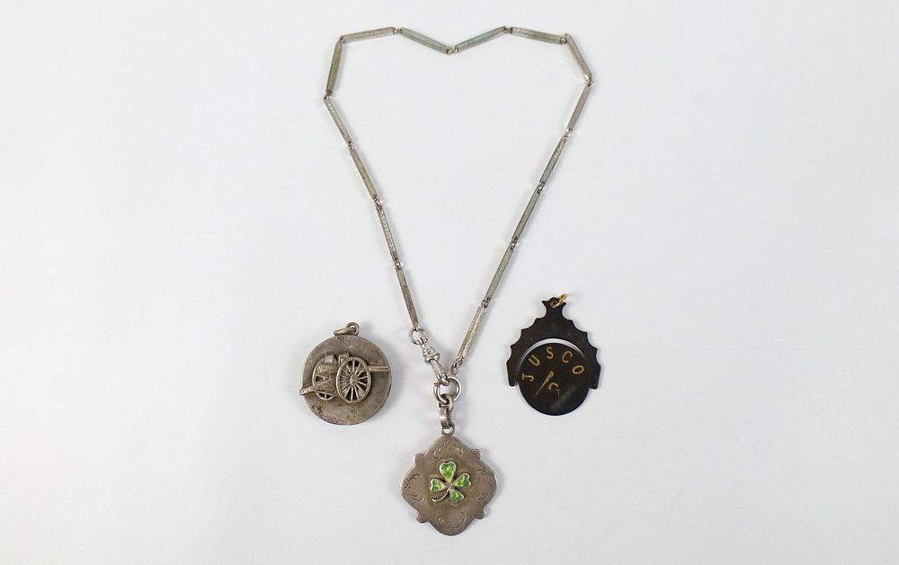 Lot 315: 19th Century Mens Watch Chain and More