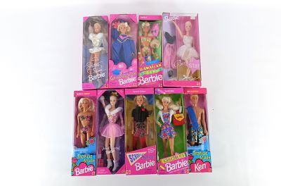 Lot of 9 Barbie Dolls. Including School Spirit Barbie, Schooltime Fun Barbie, Jewel Skating