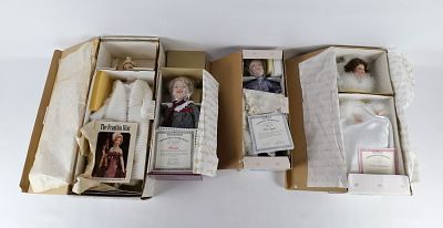 Lot of 4 Porcelain Dolls. Including Ashton Drake "Peanut" - Head could use retightening, Ashton