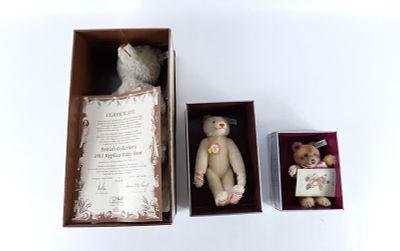 Lot of 3 Steiff Mohair Teddy Bears. Including Jackie 1953 Replica - 1989/90 Limited Edition to