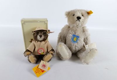 Lot of 2 Steiff Mohair Teddy Bears. Including Giengen-Teddy Bear Replica 1906 with Tag and Ear