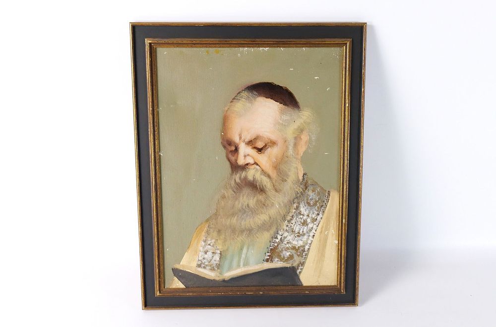 Oil on Canvas - Portrait of Rabbi. Oil on Canvas. Depicting Portrait of a Rabbi. Signed lower 