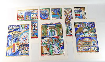 Set of Serigraphs by Raphael Abecassis (1953-). Entitled "The Suite of 8 Festivals" Artist