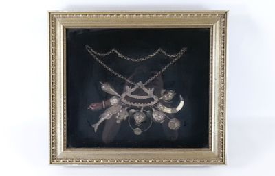 Framed Penca De Balangandan Afro-Brazilian Charm/Amulet. Comes in Shadowbox Frame. Measures