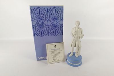Wedgwood Jasperware Figurine - Josiah Wedgwood FRS. Wedgwood Blue and White Jasperware Figurine