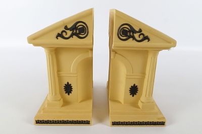 Wedgwood Black and Cane Jasperware Library Collection Bookends. Measures 7.5" tall. All