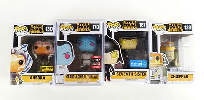 Lot of 4 Funko Star Wars Rebels Pops. Including Ahsoka #130 Hot Topic Exclusive, Chopper #130