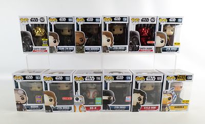 Lot of 12 Funko Star Wars Pops. Including Kylo Ren #105, BB-8 #116 Summer Convention Exclusive