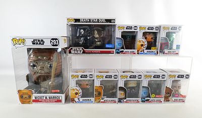 Lot of 10 Funko Star Wars Pops. Including Death Star Duel #225 Walmart Exclusive, Ahsoka #268