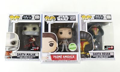 Lot of 3 Funko Star Wars Pops. Including Padme Amidala #237 Spring Convention Exclusive, Darth