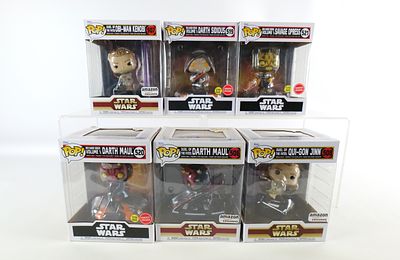 Lot of 6 Funko Star Wars Pops. Including Duel of the Fates: Darth Maul #506, Obi-Wan Kenobi