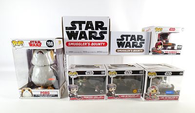 Lot of Funko Star Wars Collectibles. Including 2 Smugglers Bounty Boxes, Porg #198 Target