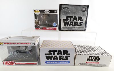 Lot of Funko Star Wars Collectibles. Including 3 Smugglers Bounty Boxes including Darth Vader