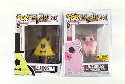 Lot of 2 Funko Gravity Falls Pops. Including Bill Cipher #243 and Waddles #490 Hot Topic