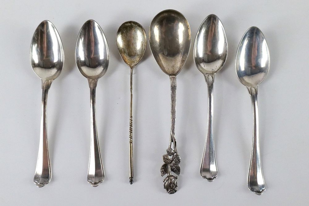 Lot 193: Lot of 6 European 800 Silver Spoons