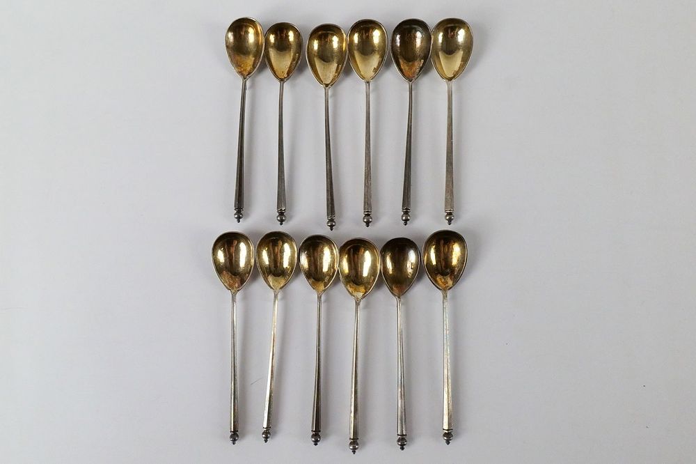 Lot 194: Lot of 12 Russian Silver Spoons