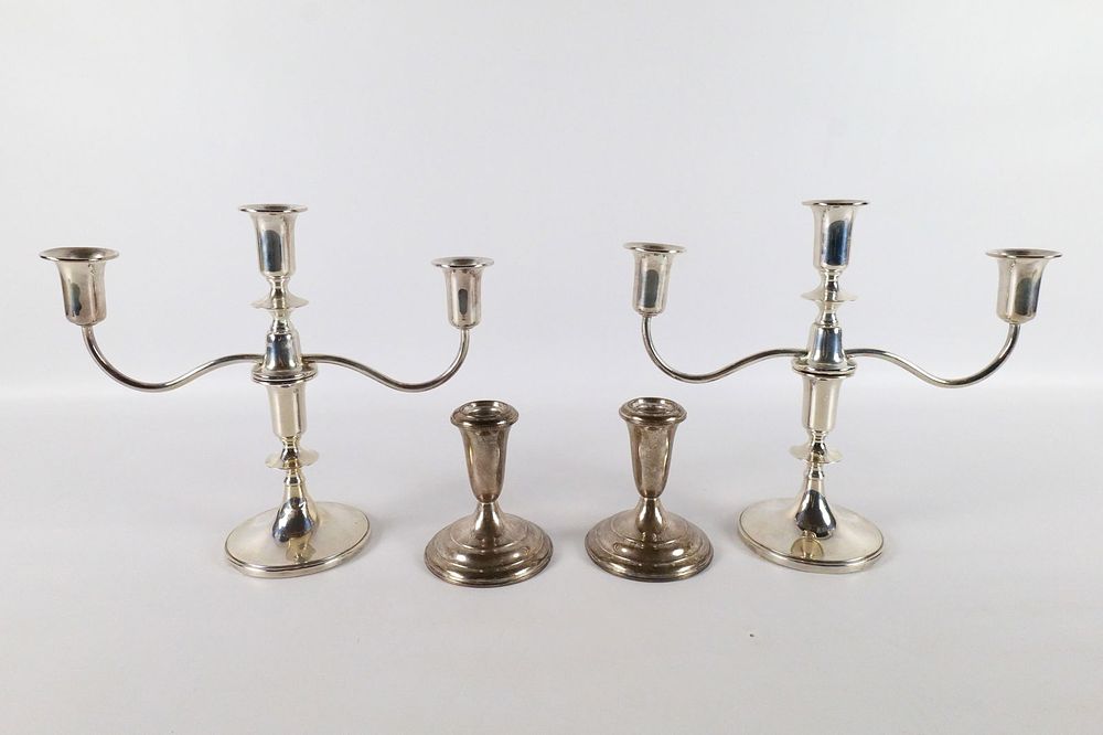 Lot 197: Lot of 4 Sterling Weighted Candlesticks