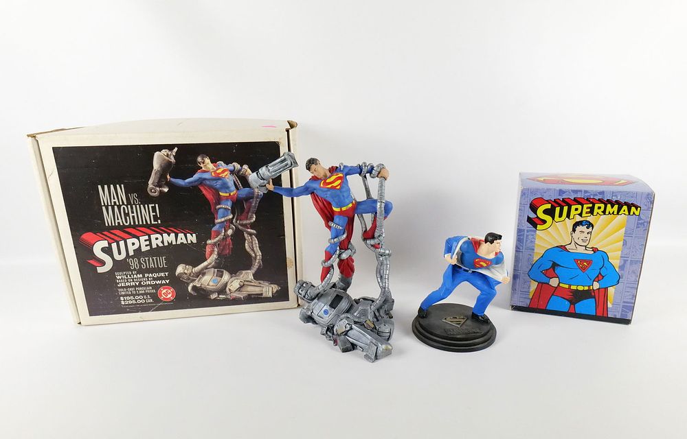 Lot of 2 DC Superman Statues. Including DC Man Vs. Machine Cold Cast Limited Edition Statue 