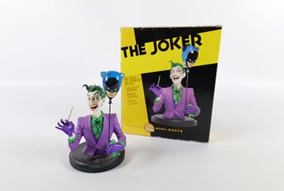 DC Direct The Joker Classic Mini Bust with Balloon Head Batman. Measures 6.25" tall x 4.25" 