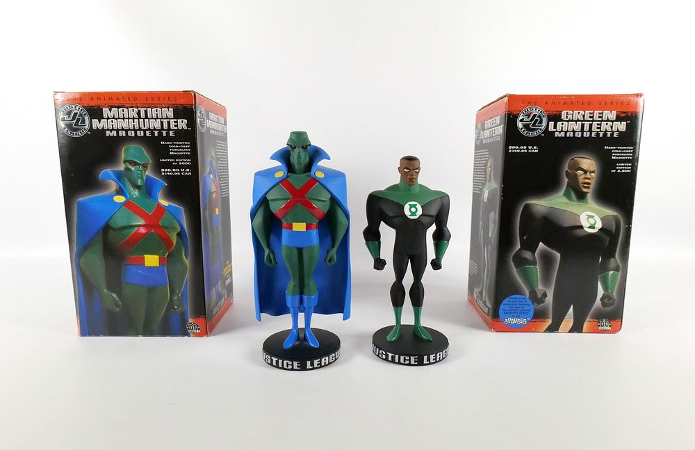 Lot of 2 DC Justice League Animated Series Maquettes. Lot of 2 DC Justice League Limited Edition 