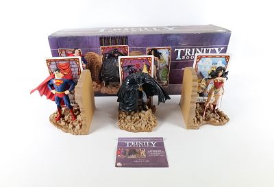 DC Direct Trinity Cold Cast Limited Edition Bookend Set. DC Direct Trinity Cold Cast Porcelain 