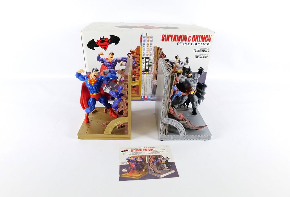 DC Direct Superman & Batman Cold Cast Bookend Set. DC Direct Superman & Batman Cold Cast 
