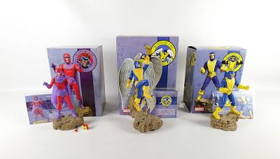 Lot of 3 Marvel Diamond Select The Silver Age: X-Men Statues. Including Cyclops, Magneto, and 