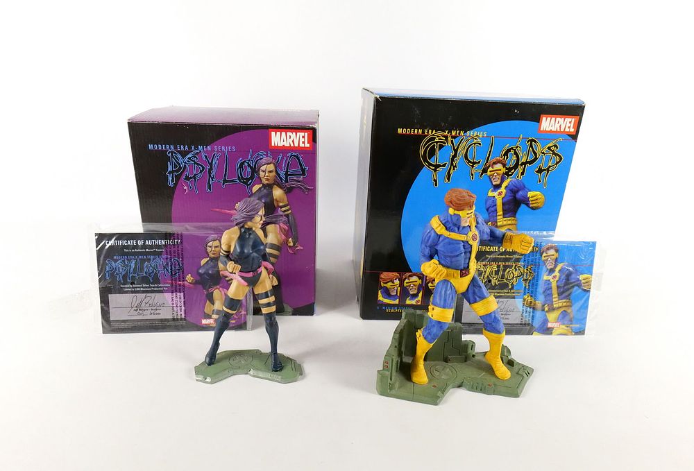 Lot of 2 Marvel Diamond Select Modern Era X-Men Statues. Including Psylocke and Cyclops. Both 
